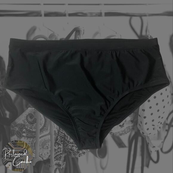 Pink Envelope Black High-Waisted Bikini Bottoms - Size 3X - Picture 1 of 6